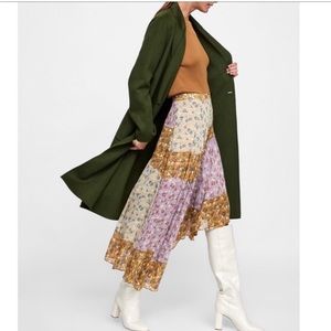 Zara Asymmetrical multi floral blogger skirt